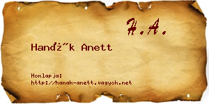 Hanák Anett névjegykártya